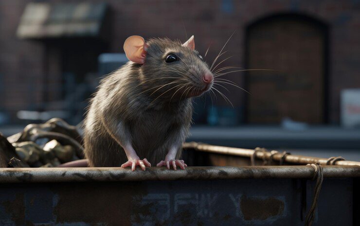 Dératisation à Boulogne-Billancourt : un rat repéré en plein centre-ville Rat dans une benne à ordures en ville, symbole d'infestation urbaine à Boulogne-Billancourt
