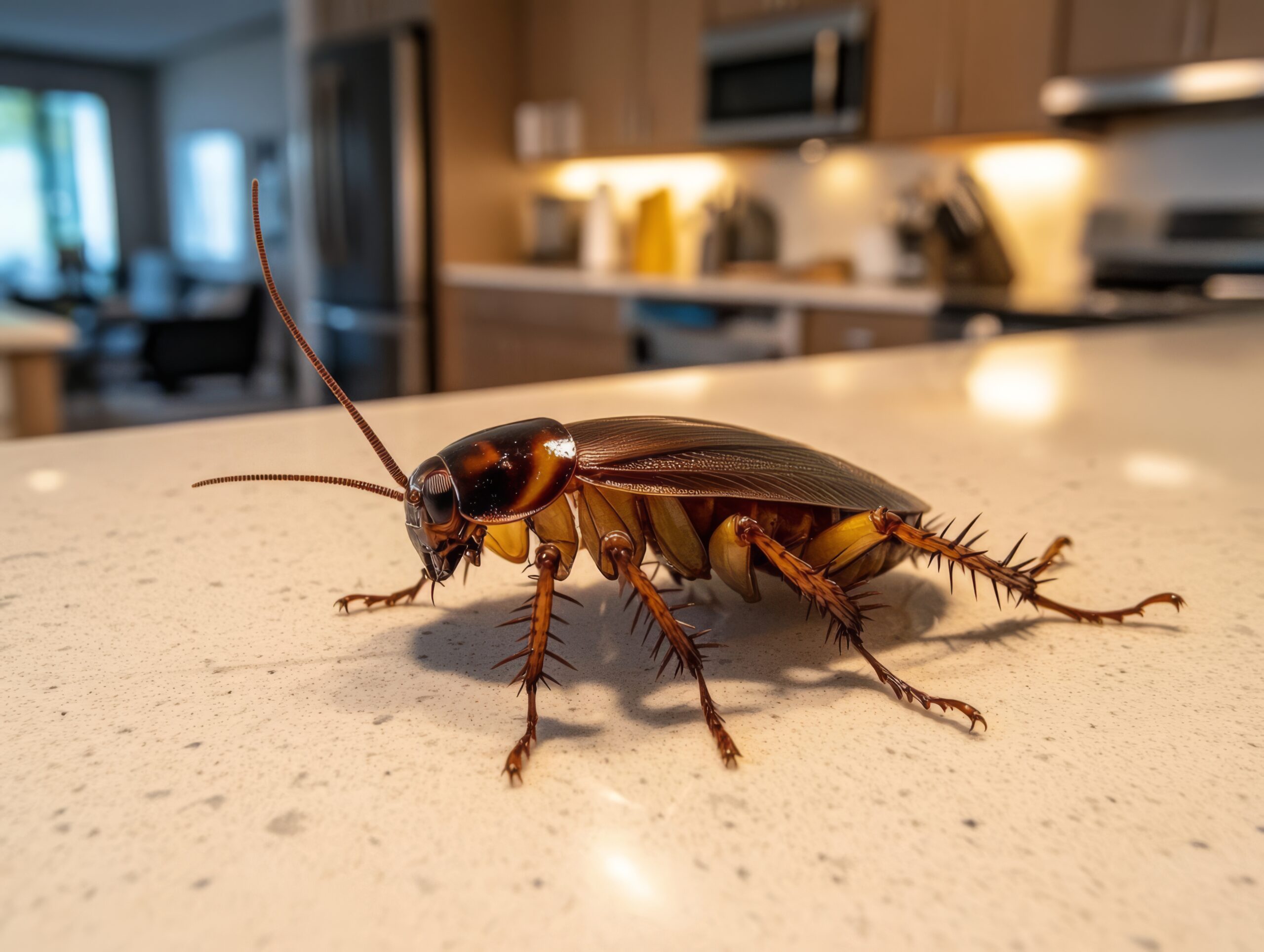 cafard Éradication d'un traitement cafard sur un meuble de cuisine